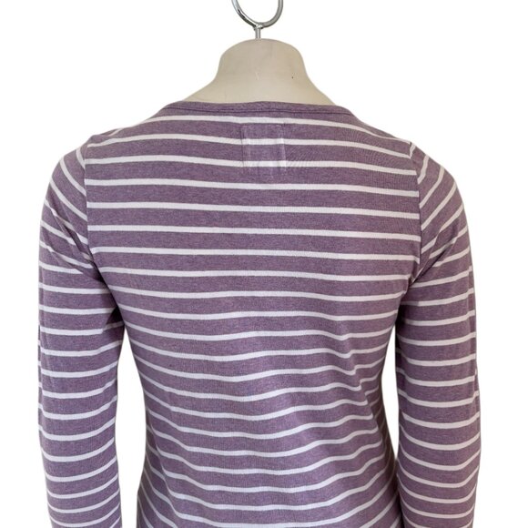 FAT FACE The Classic Breton Tee Shirt in Lilac Mist White Stripe SZ 2 - Picture 5 of 9